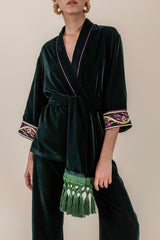 Velvet Kimono Set - Emerald Green Rosewater House