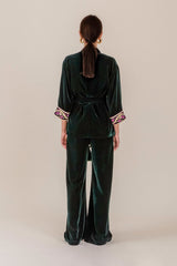 Velvet Kimono Set - Emerald Green Rosewater House