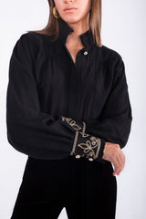 Lotus Blouse - Black Rosewater House