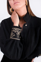 Lotus Blouse - Black Rosewater House