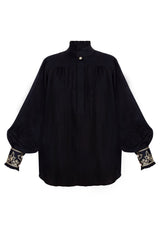 Lotus Blouse - Black Tops - Blouse Rosewater House