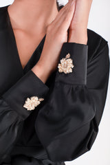 Rosa Wrap blouse -Black Tops-Blouse Rosewater House