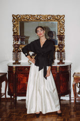 Rosa Wrap blouse -Black Tops-Blouse Rosewater House