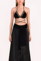 Ivy Embroidered Bralette - Black Rosewater House