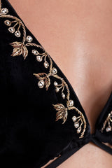 Ivy Embroidered Bralette - Black Rosewater House