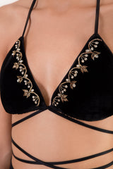Ivy Embroidered Bralette - Black Rosewater House