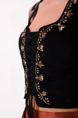 Ivy Embroidered Bustier - Black Rosewater House