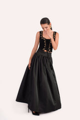 Ivy Embroidered Bustier - Black Rosewater House