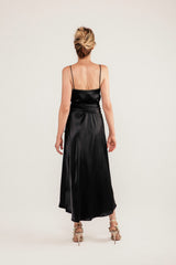 Ojas Wrap Dress - Black Rosewater House