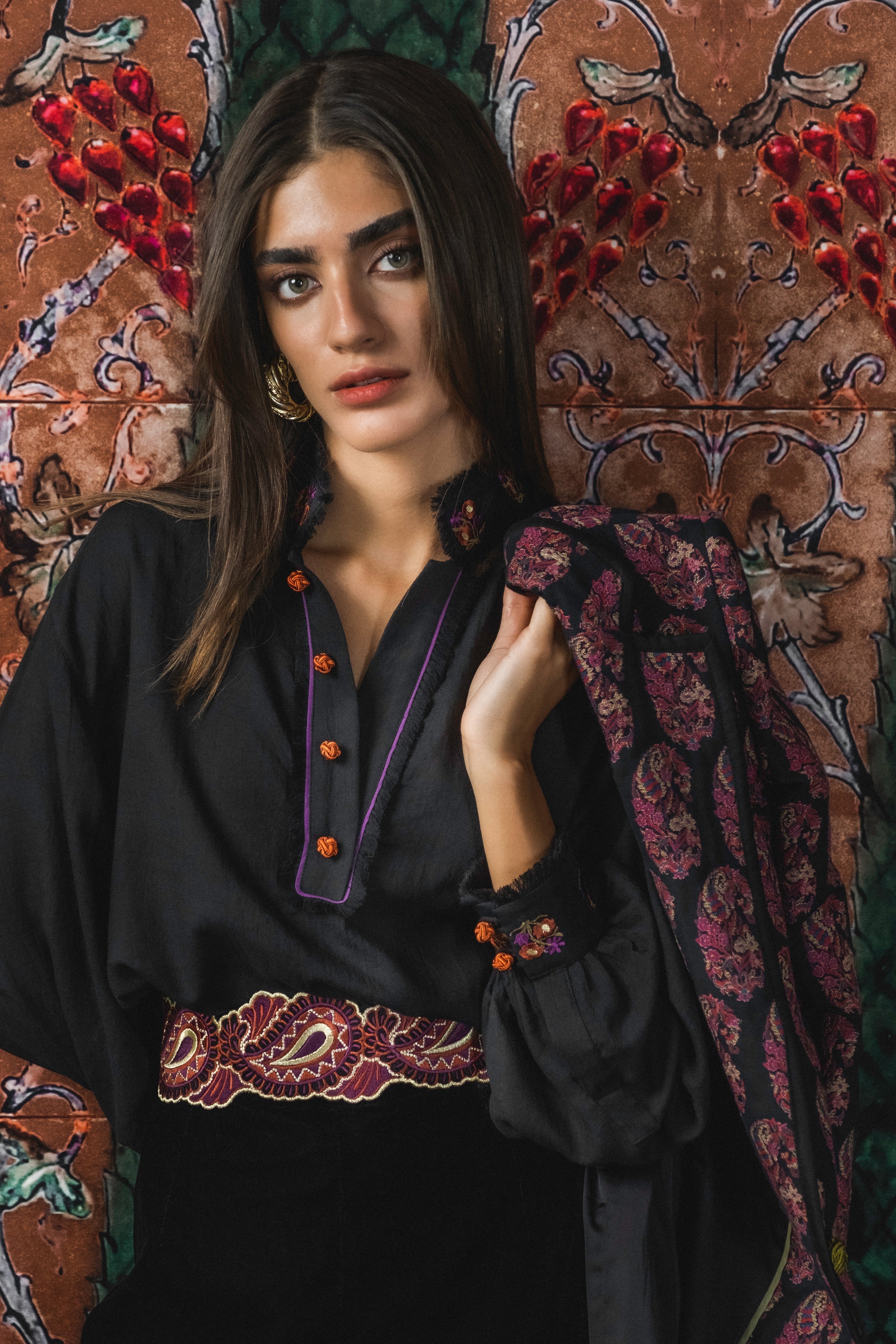 Boteh Blouse - Black Blouses Rosewater House