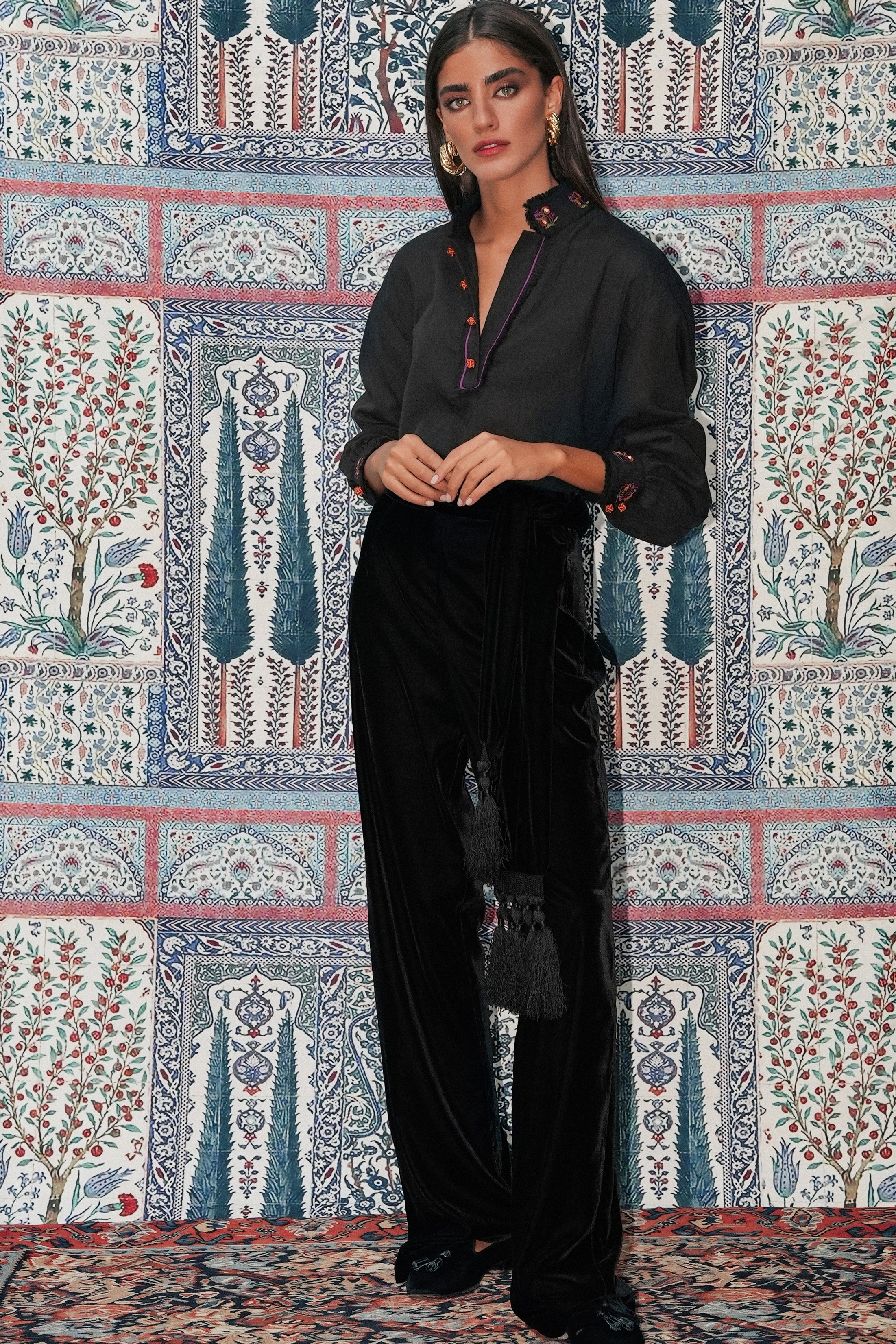 Boteh Blouse - Black Blouses Rosewater House