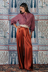 Silk Palazzo Pants - Brick Rosewater House