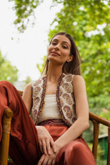 Boteh Paisley Vest - Ivory Dresses Rosewater House