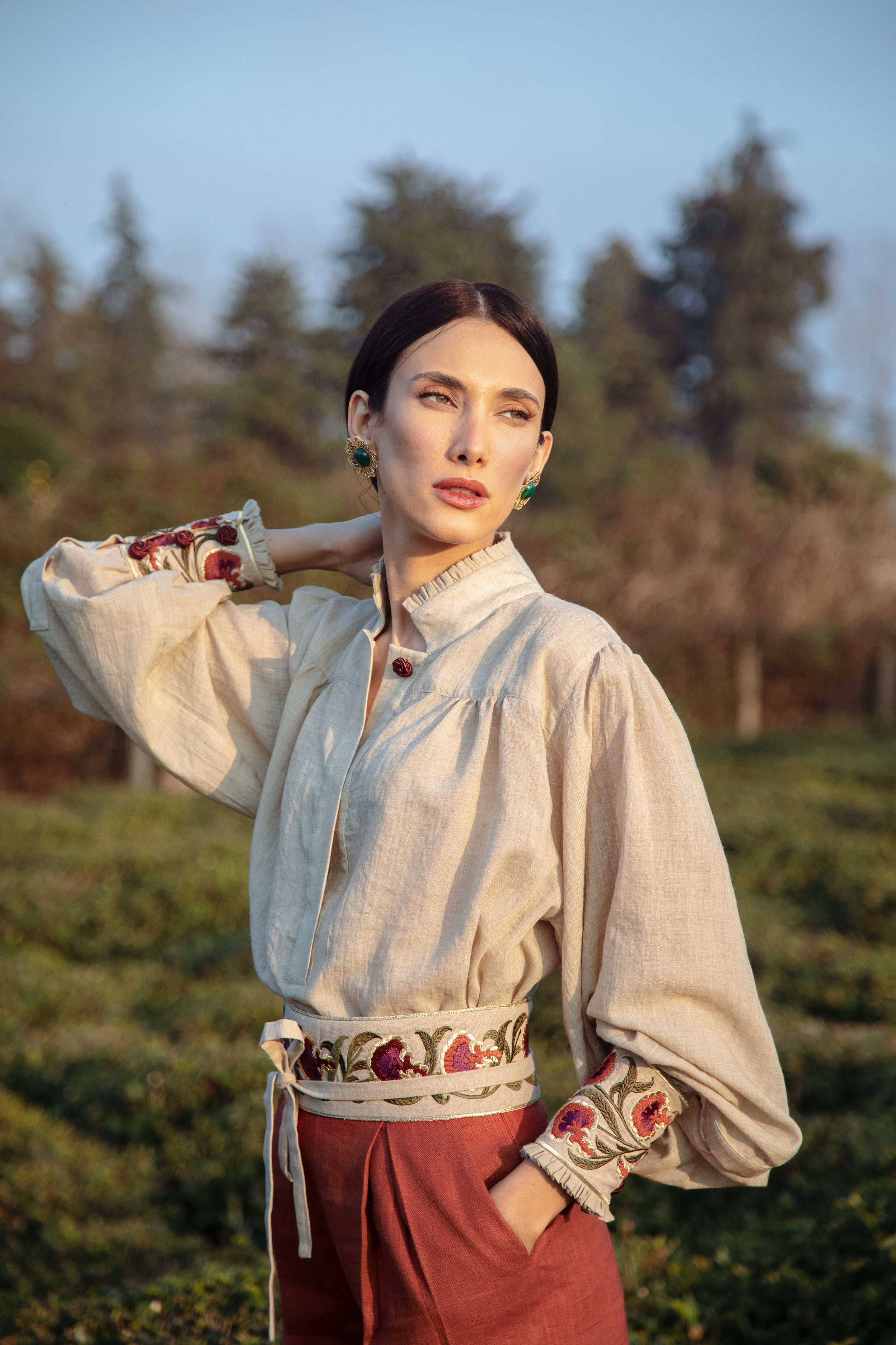 Carnation Belt- Ecru/Purple Belt Rosewater House