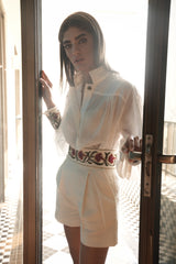 Carnation Belt- White/Red Belt Rosewater House