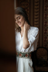 Carnation Belt- Ecru/Brick Accessory - Belts Rosewater House