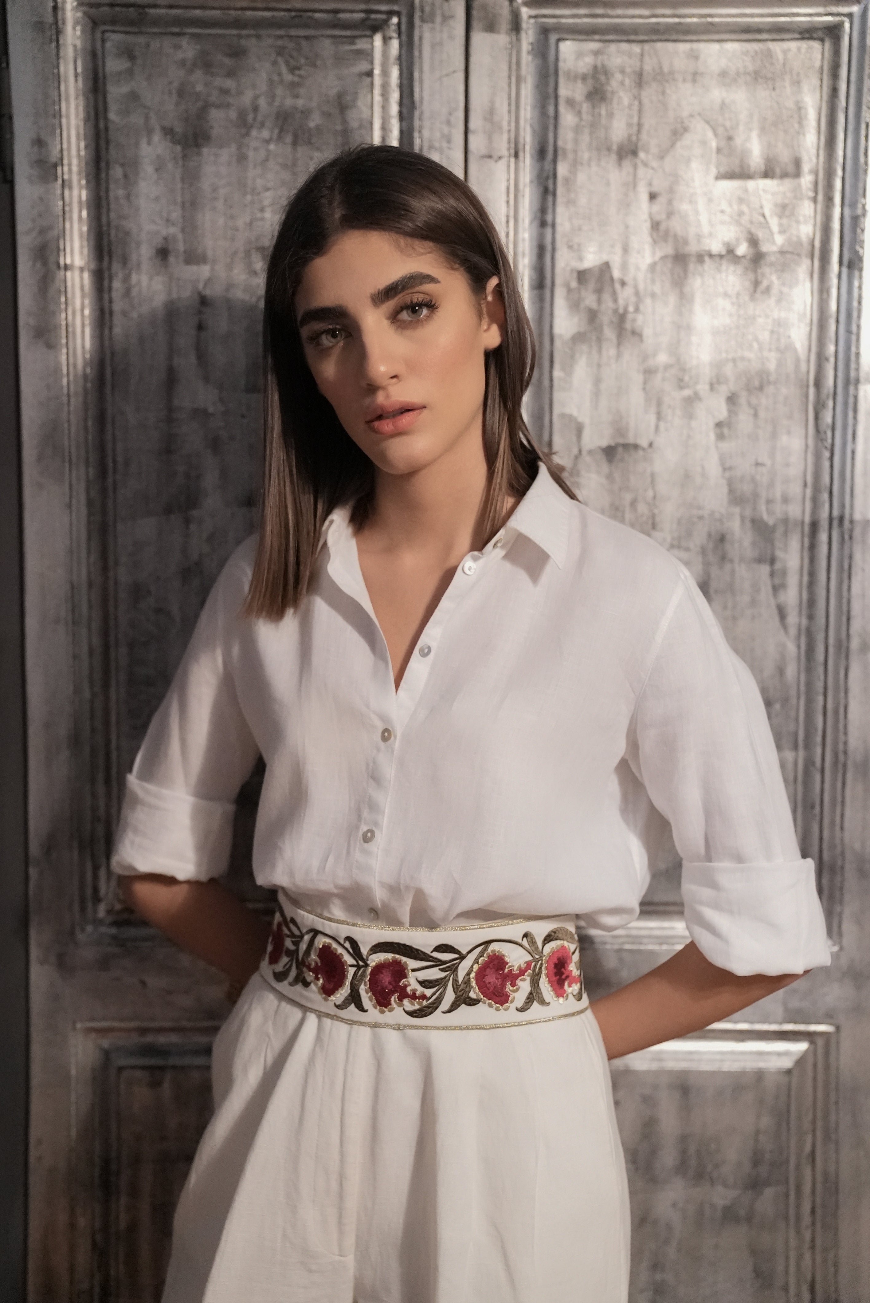 Carnation Belt- White/Red Accessory - Belts Rosewater House