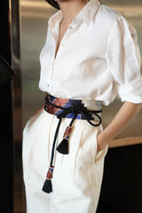 Gileva Belt- Blue & Brick Accessory - Belts Rosewater House