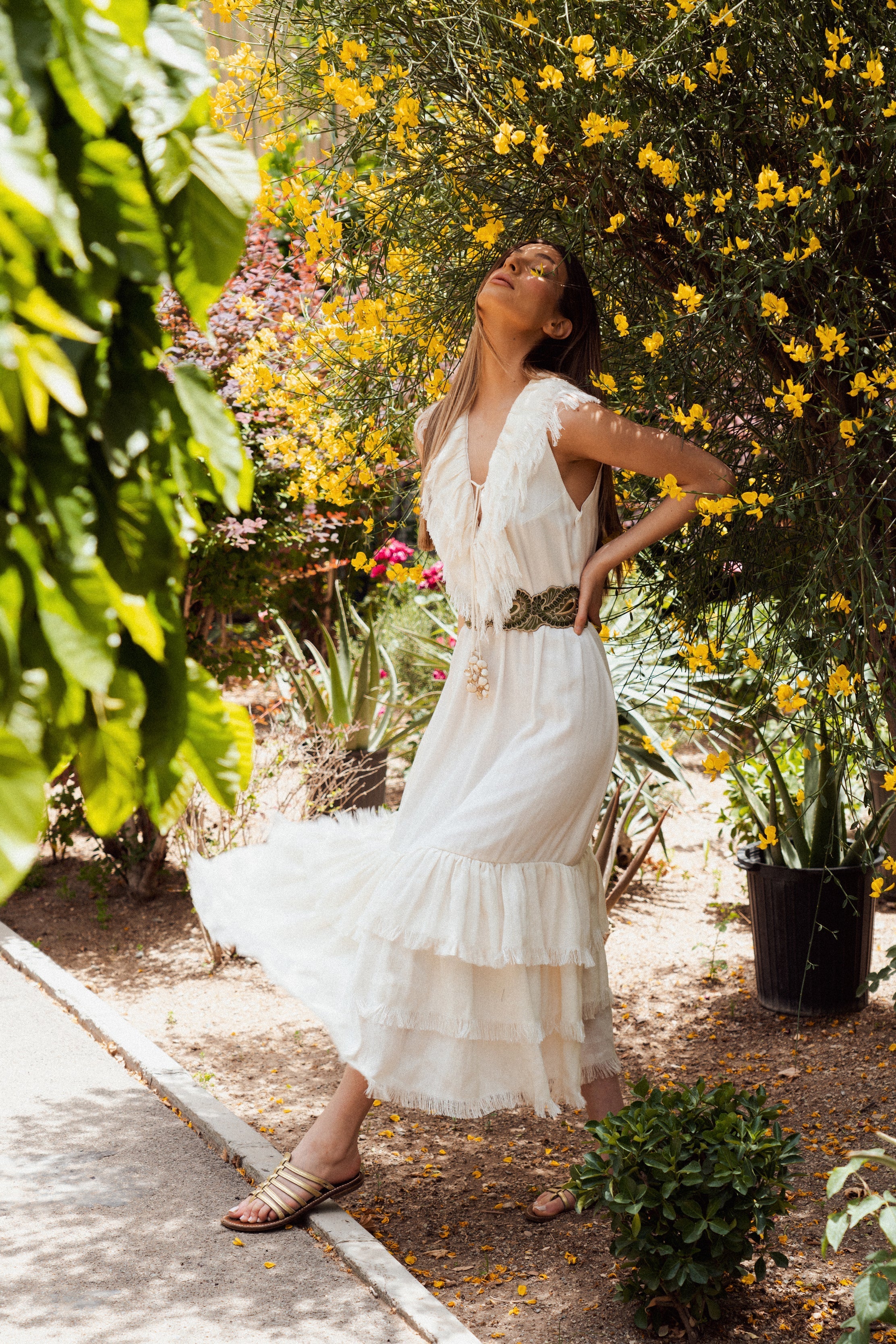 Golan Fringe Dress - Ivory Dresses Rosewater House