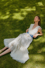 Paisley Embroidered Belt - Cobalt Dresses Rosewater House