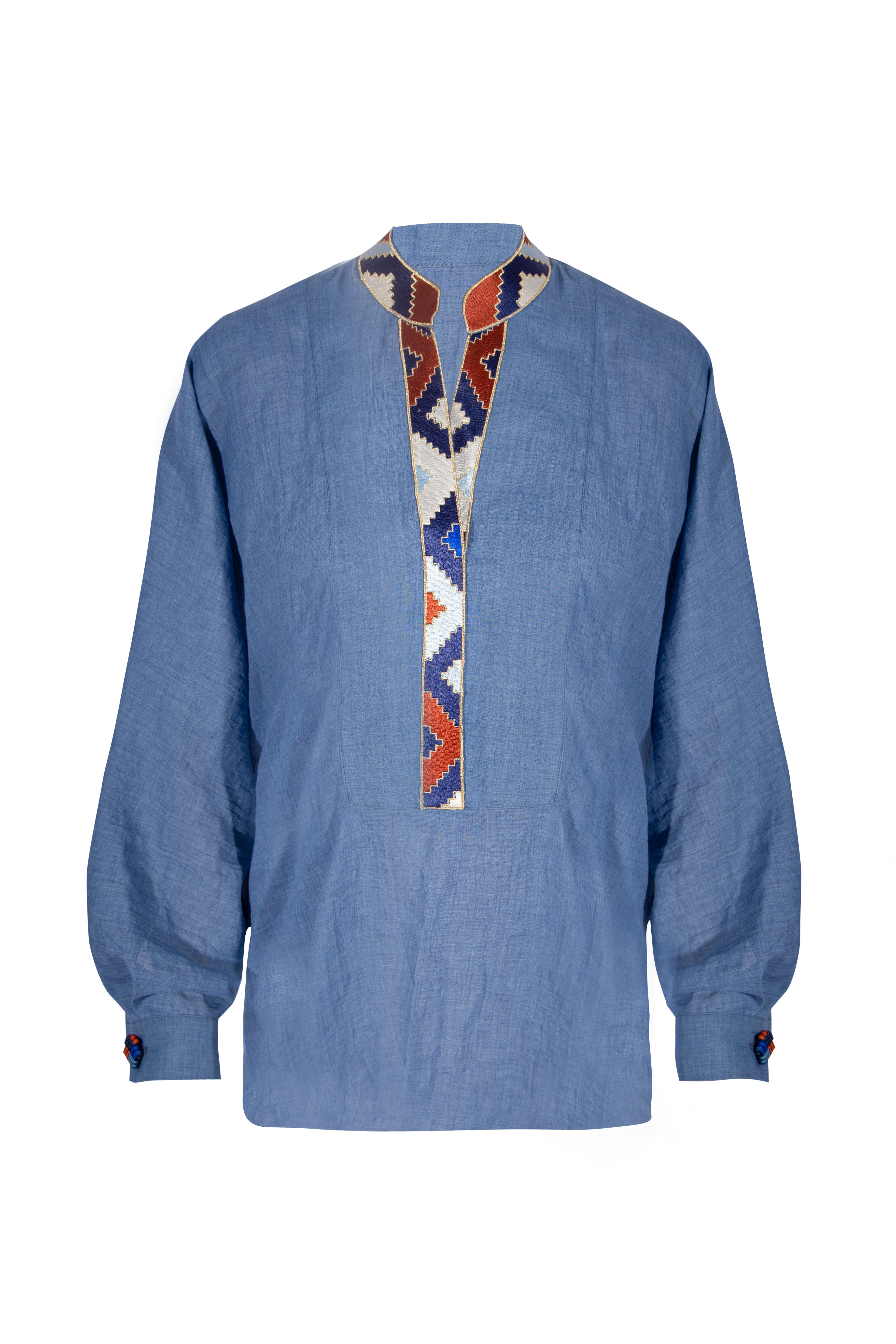 Gileva Blouse - Blue Tops-Blouse Rosewater House