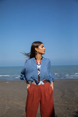 Gileva Blouse - Blue Tops-Blouse Rosewater House