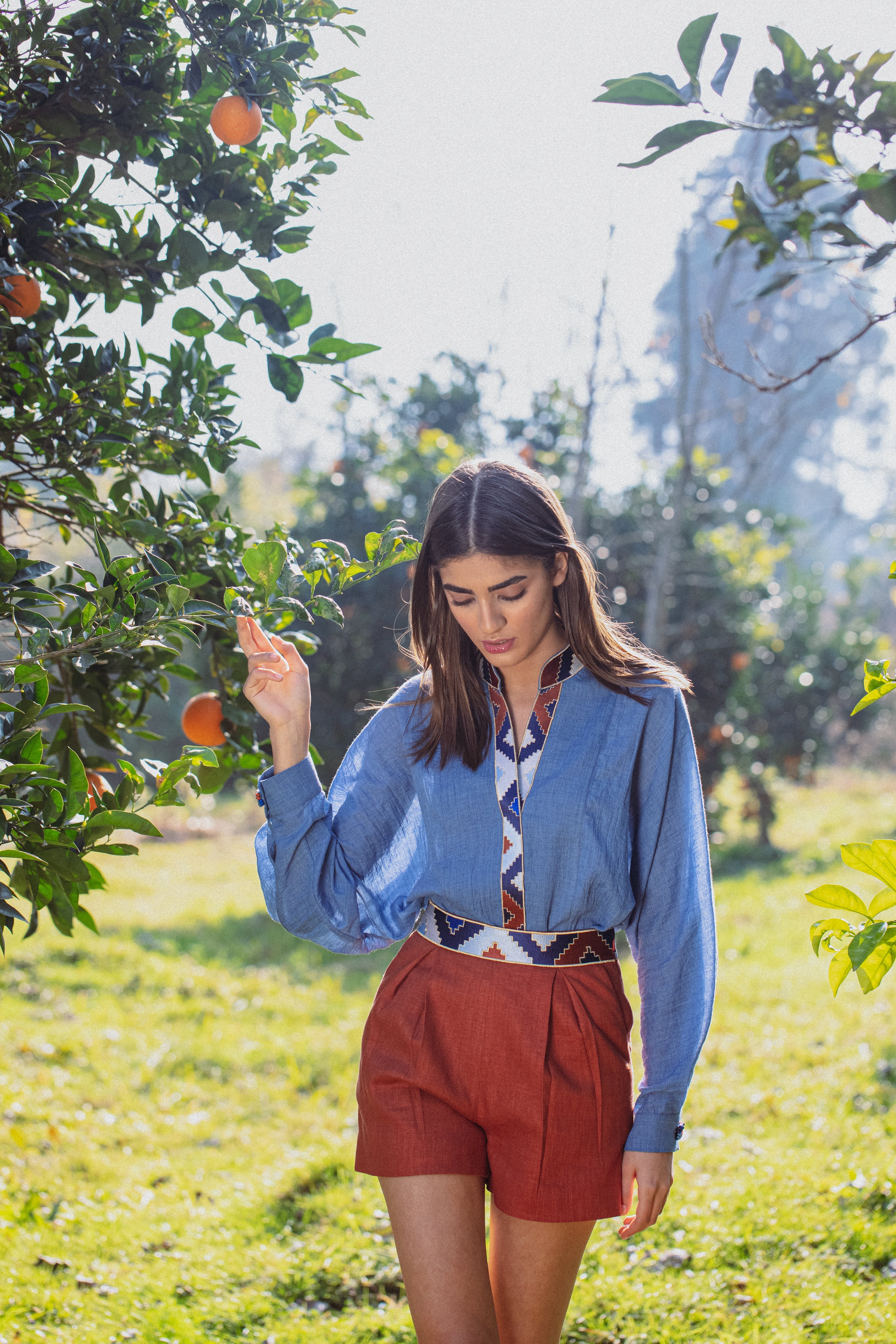 Gileva Blouse - Blue Tops-Blouse Rosewater House