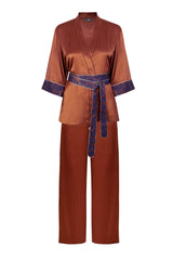 Silk Paisley Kimono Set - Brick Sets-Kimono Rosewater House