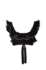 Malika Ruffle Top - Black Tops-cropped Rosewater House