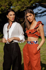 Malika Ruffle Top - Brick Tops-cropped Rosewater House