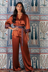 Silk Paisley Kimono Set - Brick Sets-Kimono Rosewater House