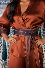 Silk Paisley Kimono Set - Brick Sets-Kimono Rosewater House