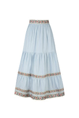 Carnation Ruffle Skirt - Blue & Pink Rosewater House