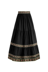 Carnation Ruffle Skirt - Black & Brick Bottoms - Skirts Rosewater House