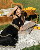 Chelgis Skirt - Black & Gold Bottoms - Skirts Rosewater House