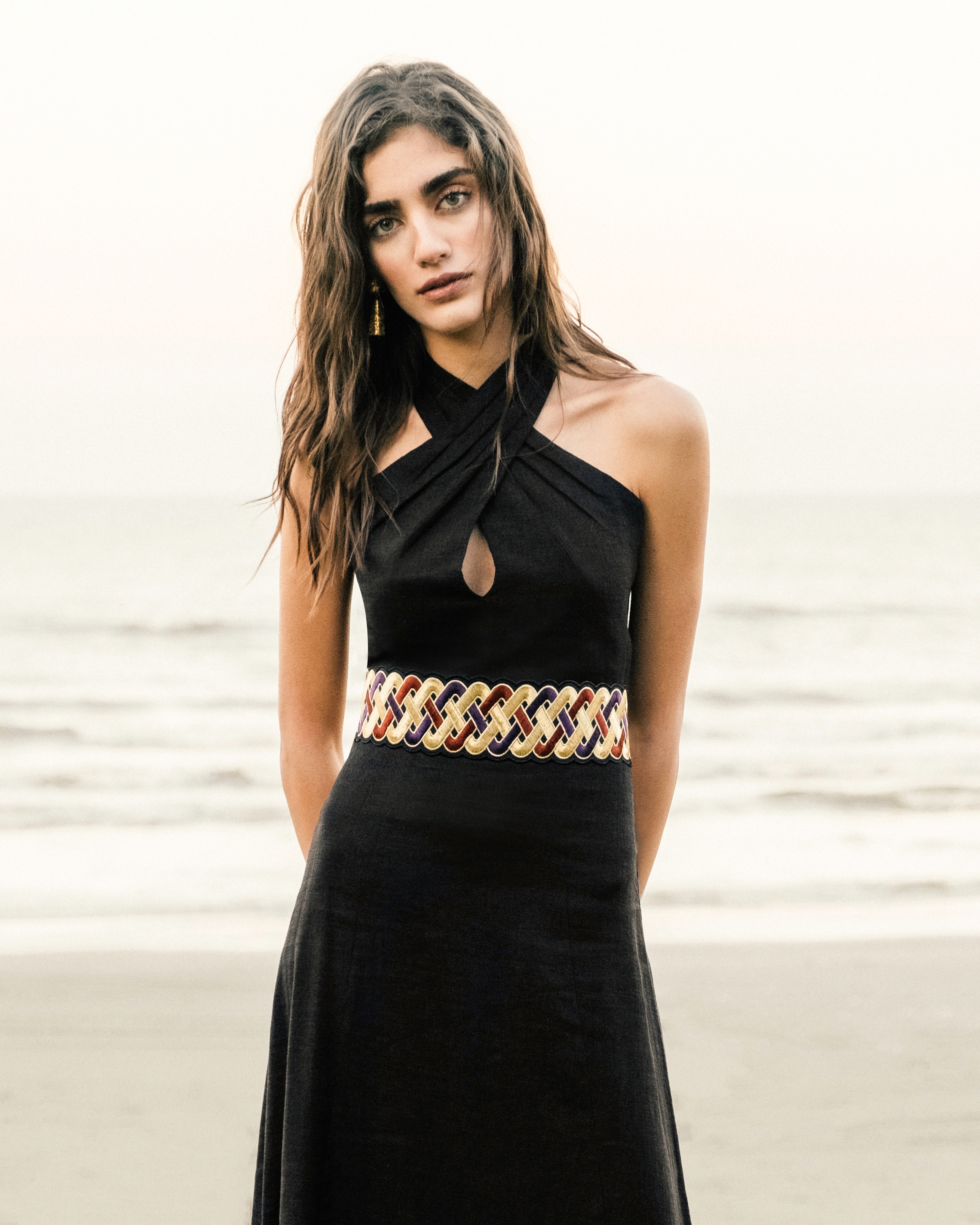 Black Gisou Belt - Gold, Brick & Purple Accessory - Belts Rosewater House