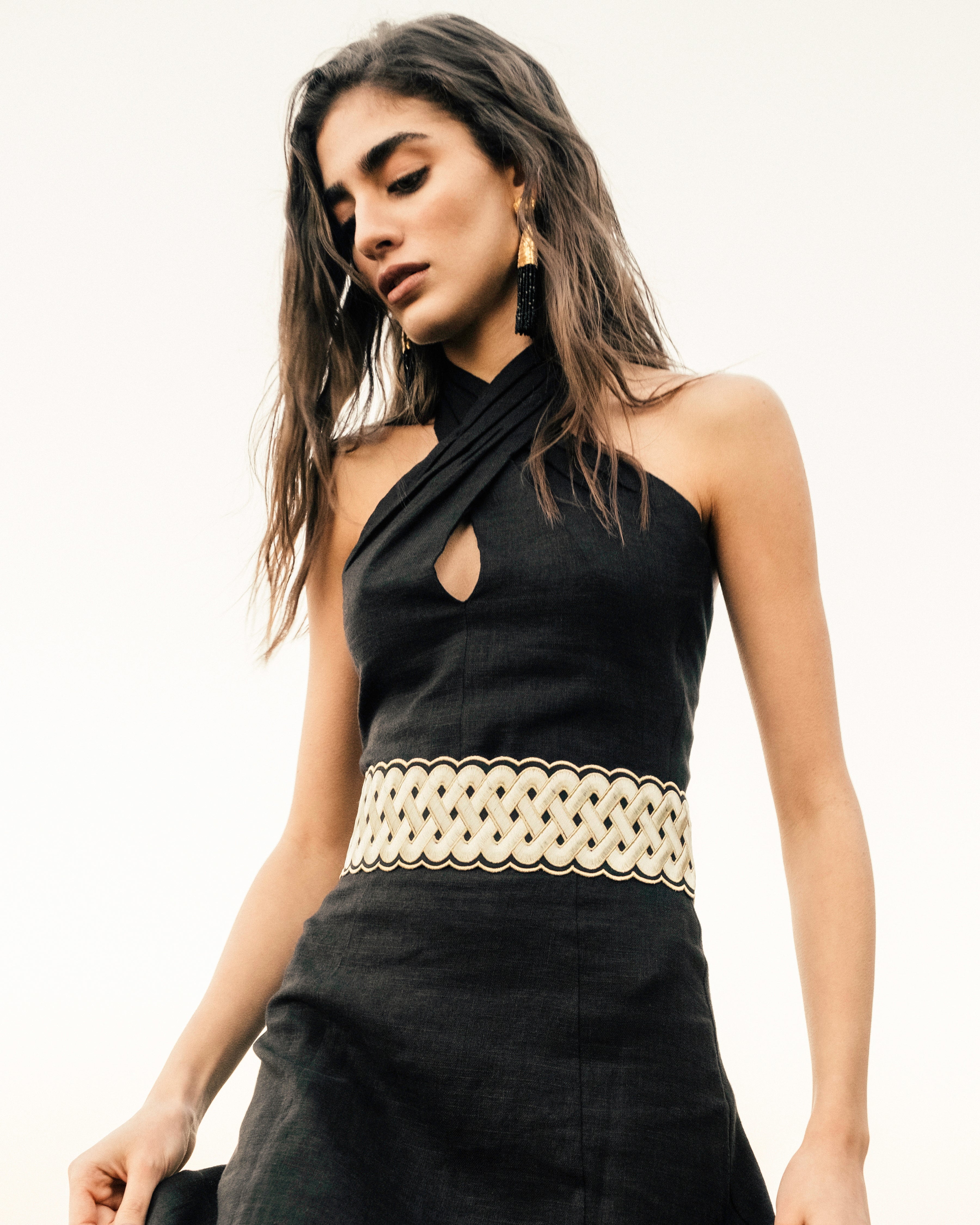 Black Gisou Belt - Gold & Ivory Accessory - Belts Rosewater House