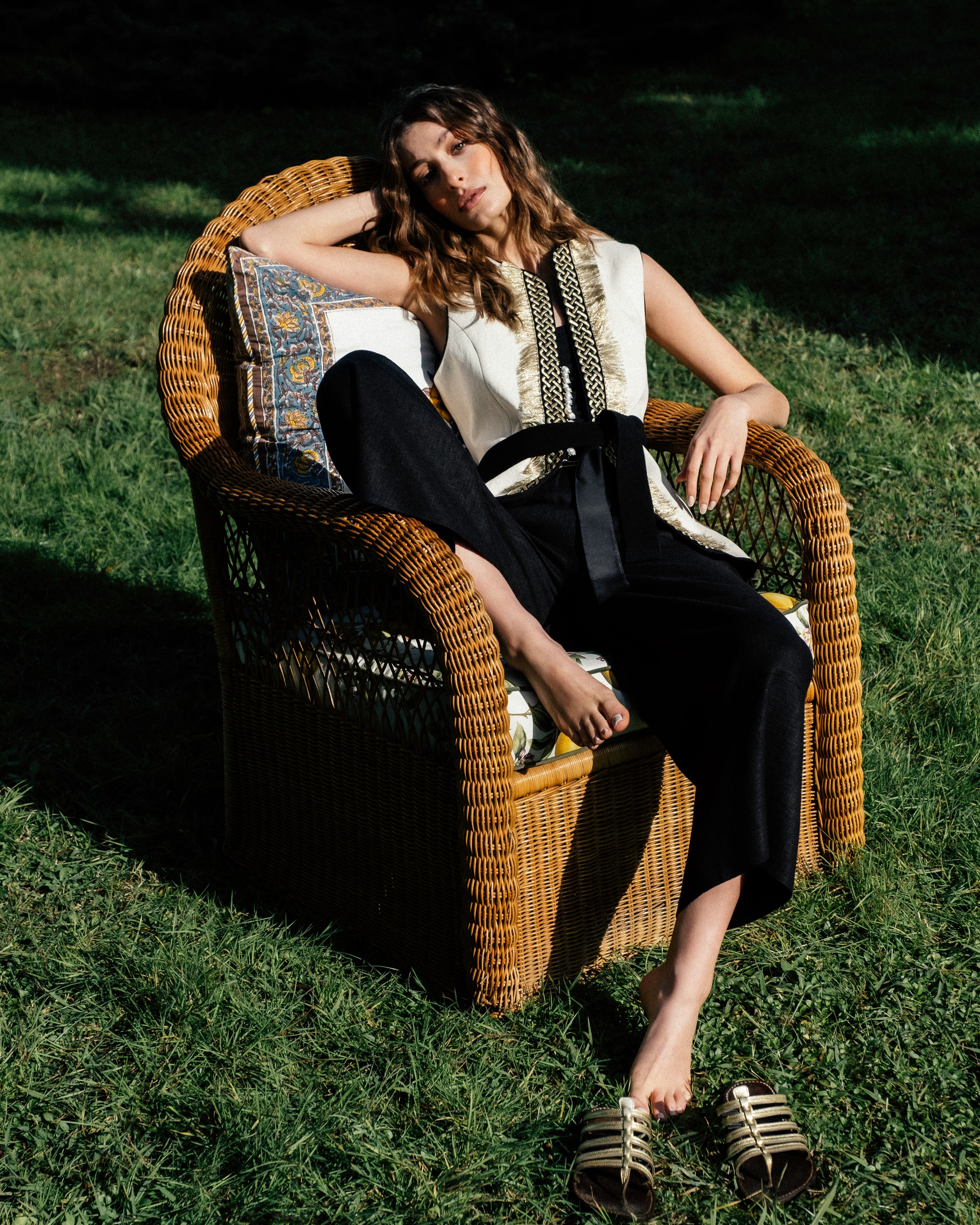 Afshan Frine Vest - Ivory Outerwear - Vests Rosewater House