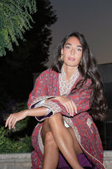 Shah Quilted Coat - Red coat - long Rosewater House