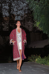Shah Quilted Coat - Red coat - long Rosewater House