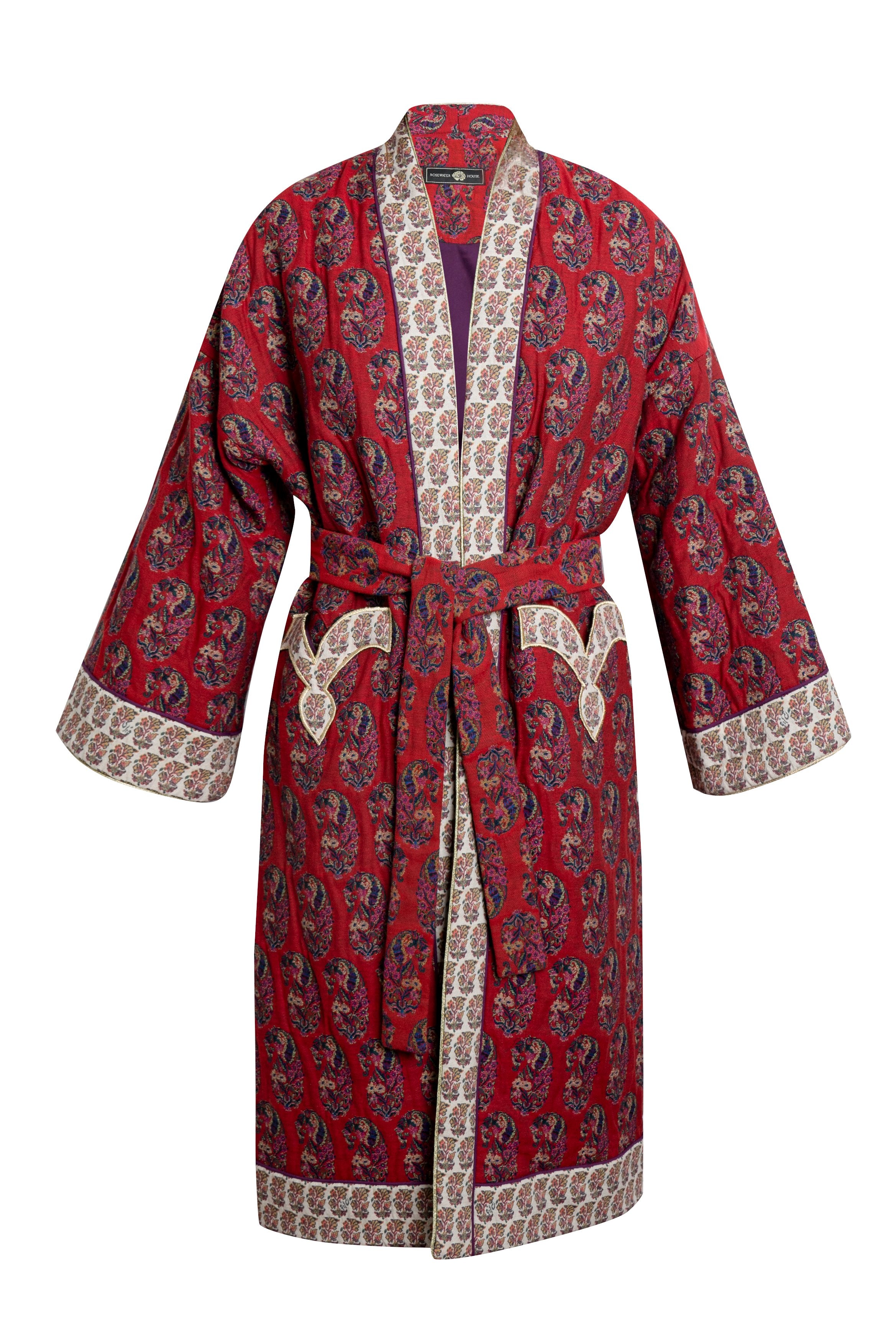 Shah Quilted Coat - Red coat - long Rosewater House
