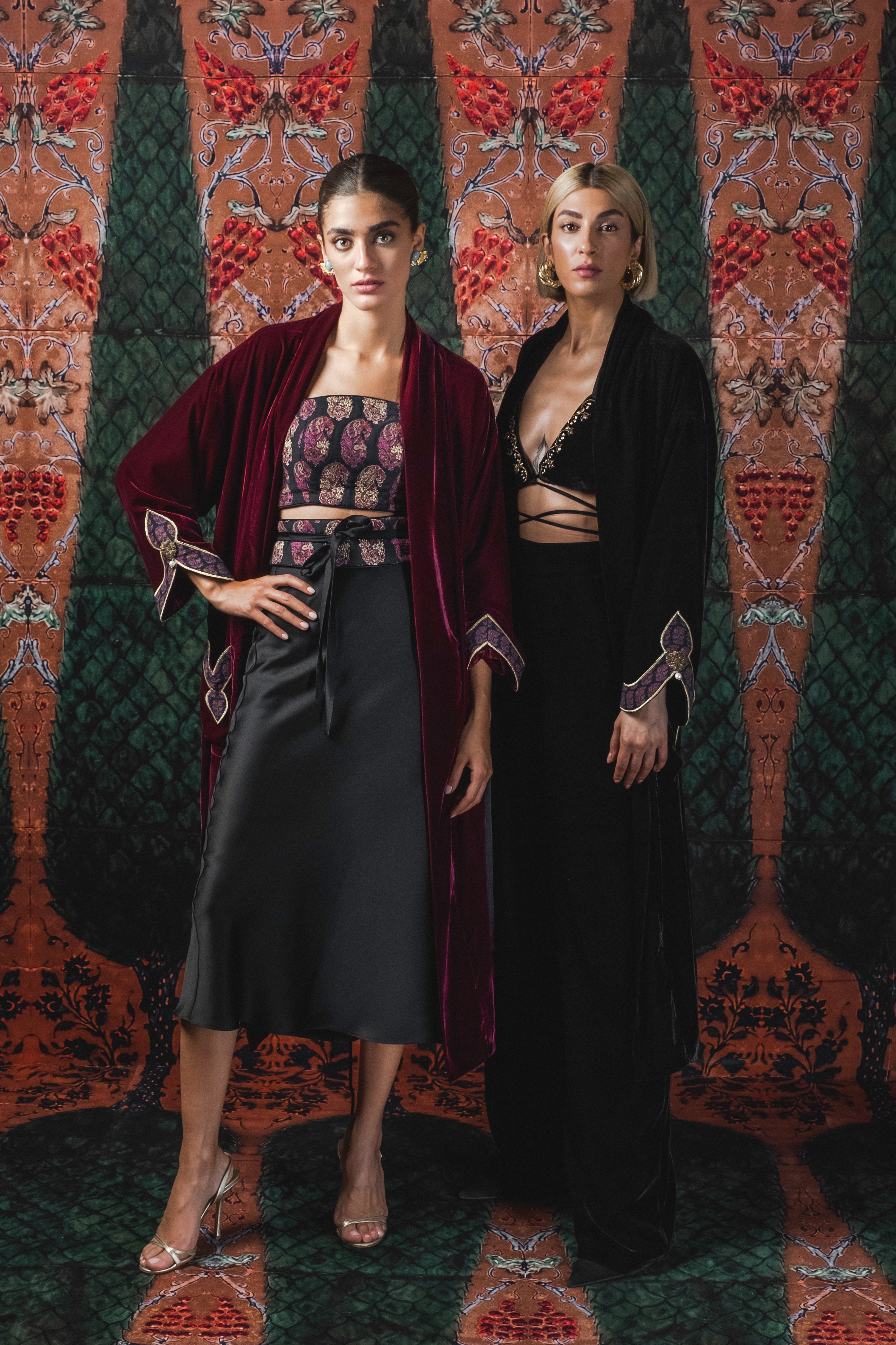 Termeh Robe - Burgundy Rosewater House