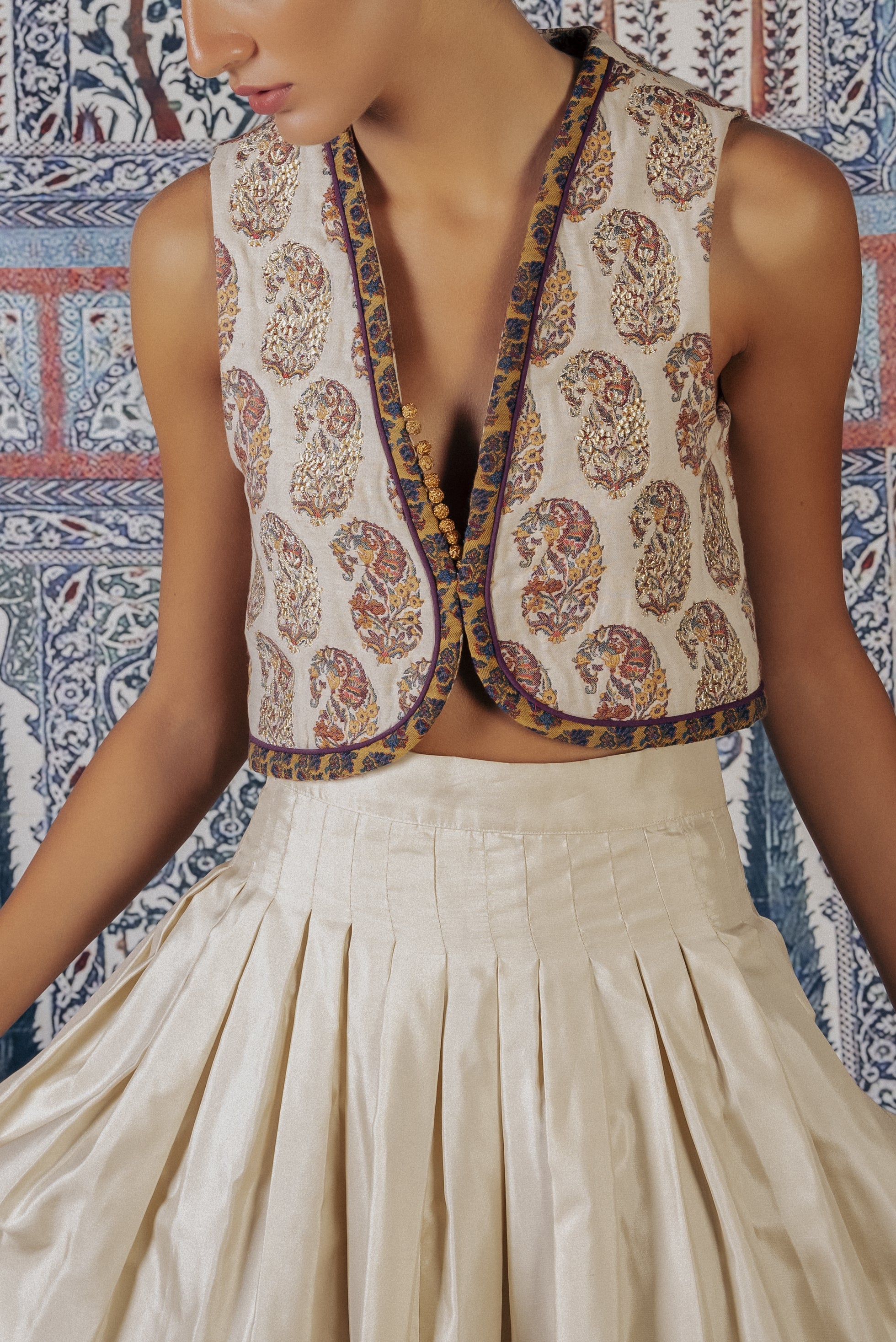 Boteh Paisley Vest - Ivory Dresses Rosewater House