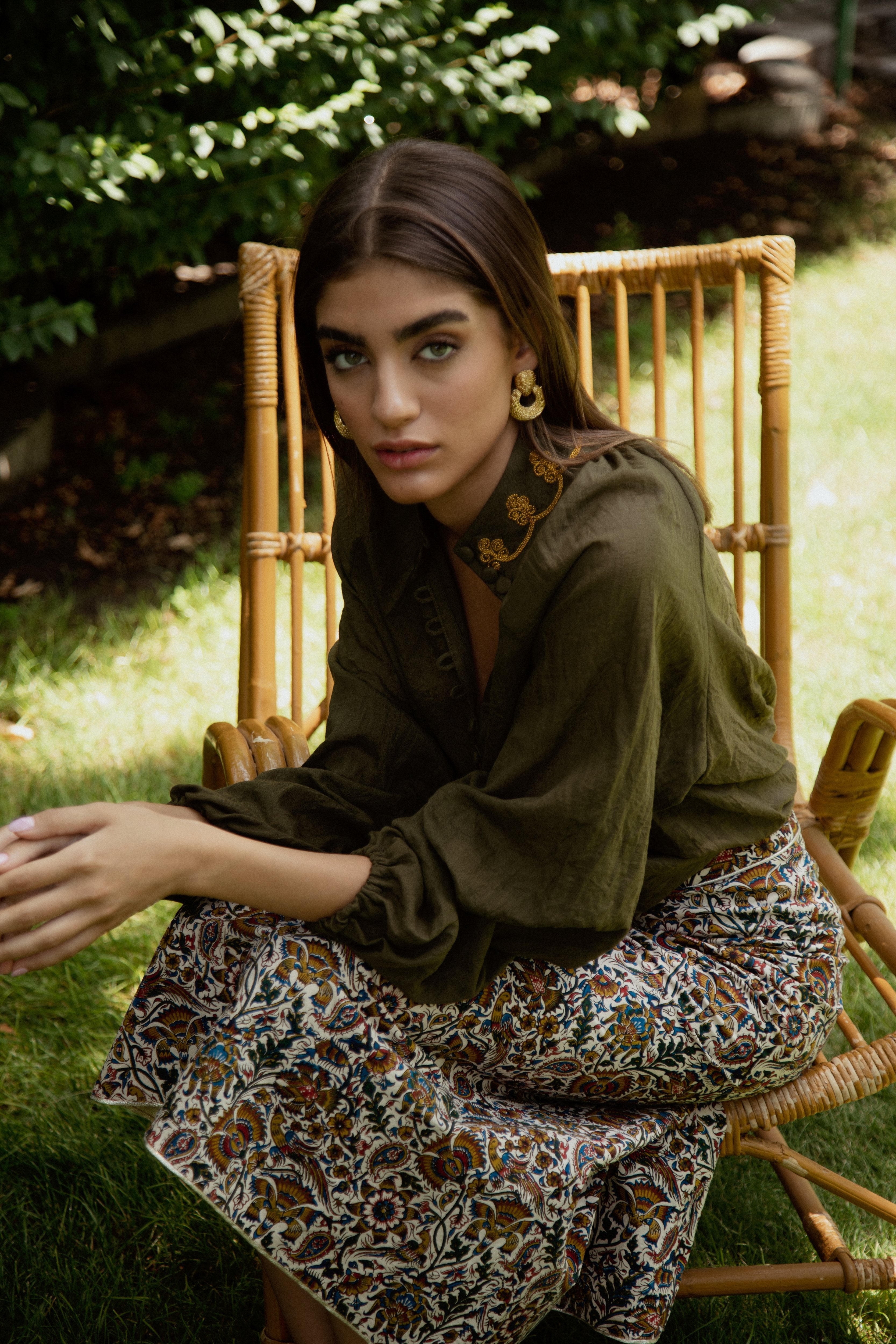 Golab Blouse - Army Green Blouses Rosewater House