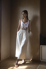 Raha Wide Leg Cropped Pants - White Pants Rosewater House