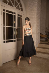 Jahan Bustier Set - Black & Brick Tops Rosewater House