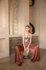 Silk Palazzo Pants - Brick Rosewater House
