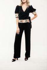 Embroidered Kaveh Straight Leg Pant - Black Pants RoseWaterHouse
