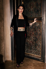 Embroidered Kaveh Straight Leg Pant - Black Pants RoseWaterHouse