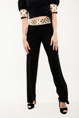 Embroidered Kaveh Straight Leg Pant - Black Pants RoseWaterHouse
